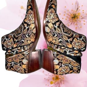 Sam Edelman Petty Tapestry Black Multicolor Ankle Shoes Boots Womens